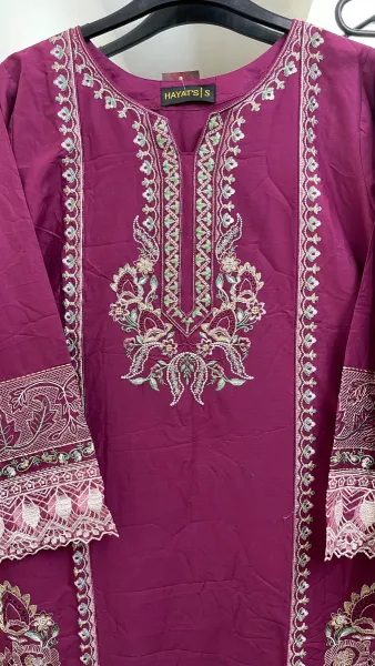 Pakistani Original Hayat Stitched Cotton Co-ords 2 Pcs _ Purple 